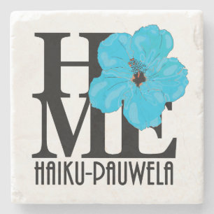 Dessous-de-verre En Pierre ACCUEIL Hibiscus bleu Haiku-Pauwela