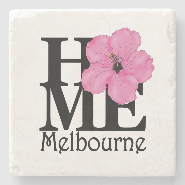 Dessous-de-verre En Pierre ACCUEIL Melbourne Pink Hibiscus (Devant)