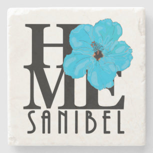 Dessous-de-verre En Pierre ACCUEIL Sanibel Blue Hibiscus