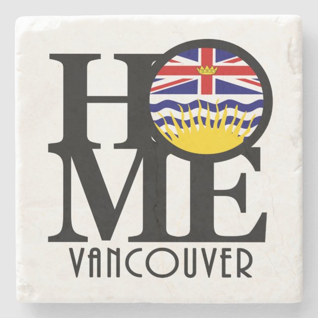 Dessous-de-verre En Pierre ACCUEIL Vancouver (drapeau de la Colombie-Britanni (Devant)