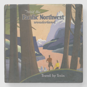 Dessous-de-verre En Pierre Affiche de voyage vintage Pacific Northwest 1925 T