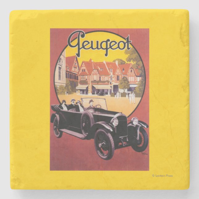 Dessous-de-verre En Pierre Affiche promotionnelle d'automobile de Peugeot (Devant)