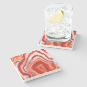 Dessous-de-verre En Pierre Agate Orange Sanguine.