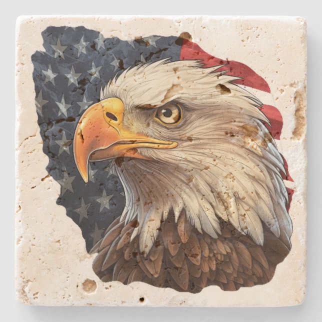 Dessous-de-verre En Pierre Aigle à drapeau américain (Devant)