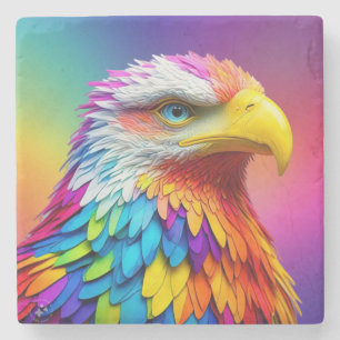 Dessous-de-verre En Pierre Aigle chauve aux couleurs de l'arc-en-ciel-65456