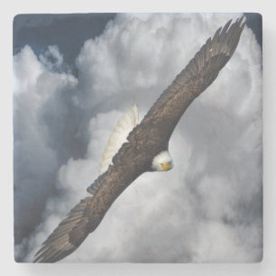 Dessous-de-verre En Pierre Aigle chauve et ciel nuageux
