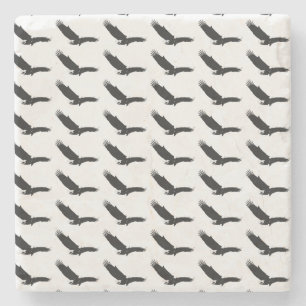 Dessous-de-verre En Pierre Aigle d'atterrissage noir et blanc