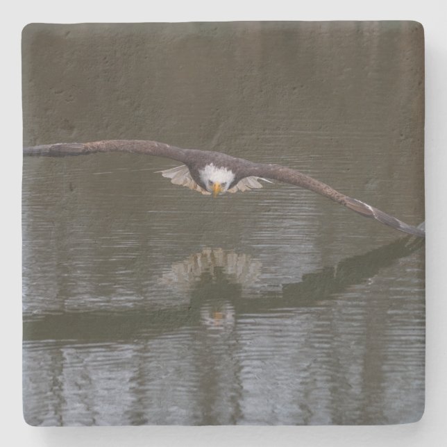 Dessous-de-verre En Pierre Aigle de Bald en vol (Devant)