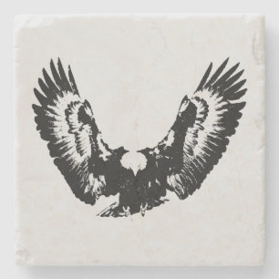 Dessous-de-verre En Pierre Aigle noir et blanc