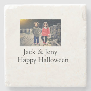 Dessous-de-verre En Pierre ajouter nom photo texte Halloween enfant fille gar