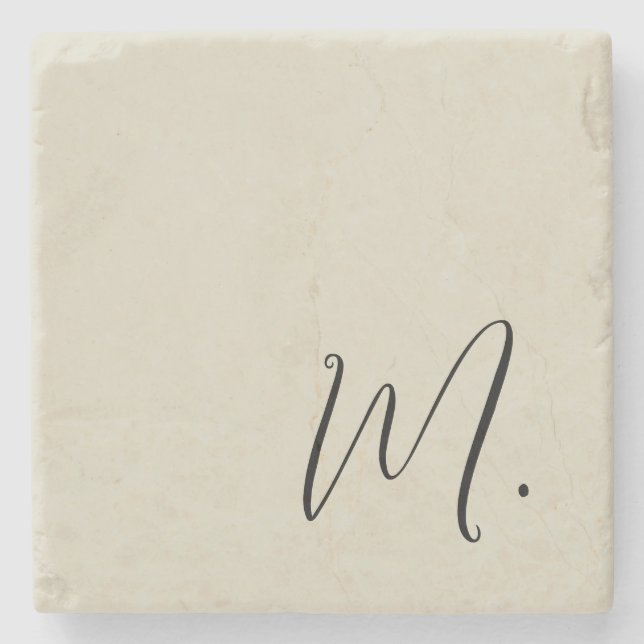 Dessous-de-verre En Pierre Ajouter Votre Nom Monogramme Moderne Calligraphie  (Devant)