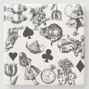 Dessous-de-verre En Pierre Alice Lapin Blanc Wonderland Classique