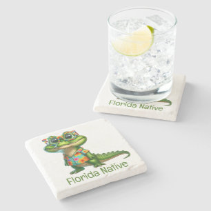 Dessous-de-verre En Pierre Alligator en chemise tropicale