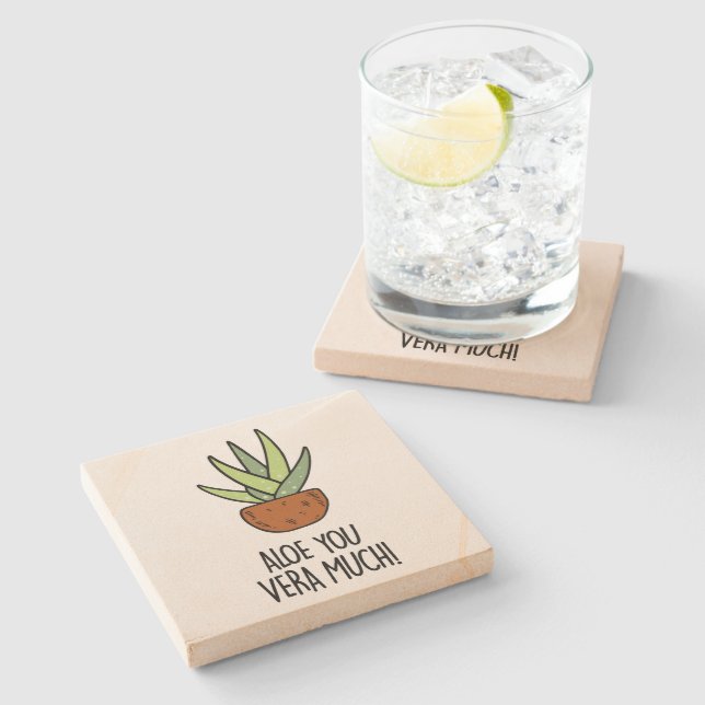 Dessous-de-verre En Pierre Aloe Vera (Côté)