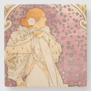 Dessous-de-verre En Pierre Alphonse Mucha La Dame Aux Camelias : Art Nouveau