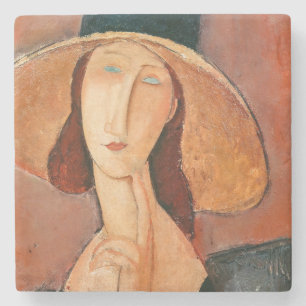 Dessous-de-verre En Pierre Amedeo Modigliani - Jeanne Hebuterne en grand Casq