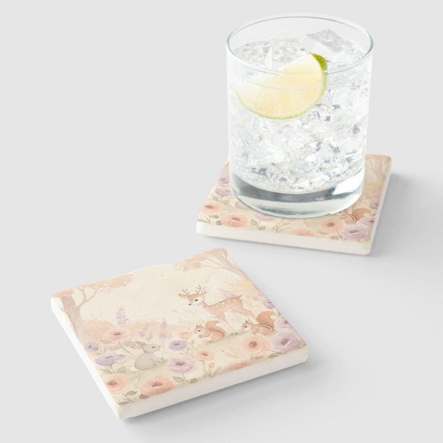 Dessous-de-verre En Pierre Amis floraux (Côté)