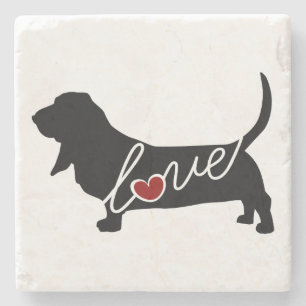 Dessous-de-verre En Pierre Amour de Basset Hound