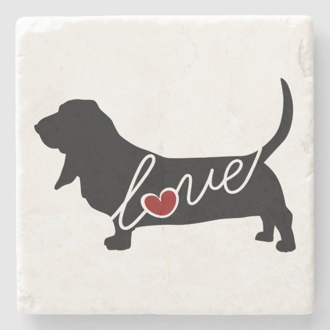 Dessous-de-verre En Pierre Amour de Basset Hound (Devant)