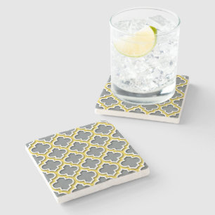 Dessous-de-verre En Pierre Ananas au charbon de bois Quatrefoil blanc marocai