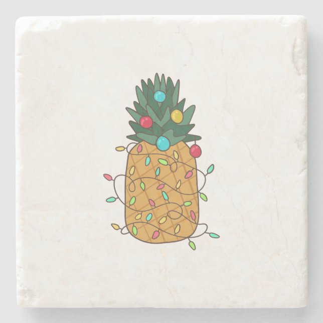 Dessous-de-verre En Pierre Ananas de Noël tropical (Devant)