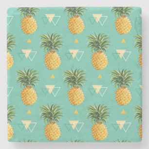 Dessous-de-verre En Pierre Ananas lumineux sur le motif géométrique
