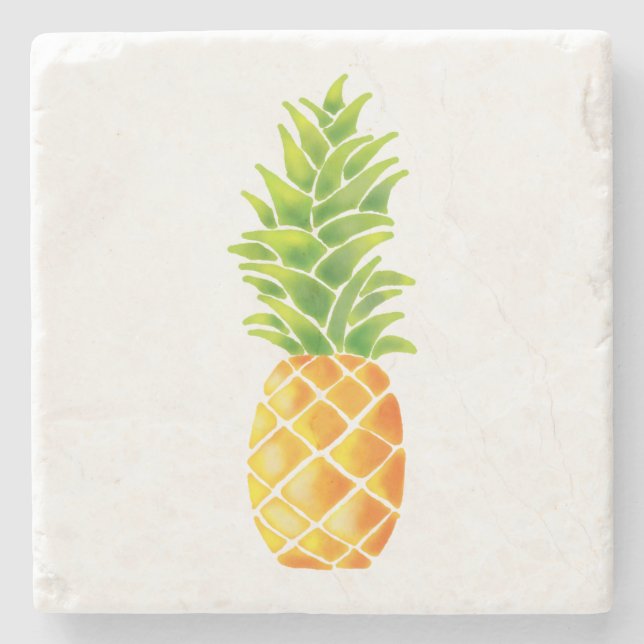 Dessous-de-verre En Pierre Ananas orange mignon d'aquarelle (Devant)