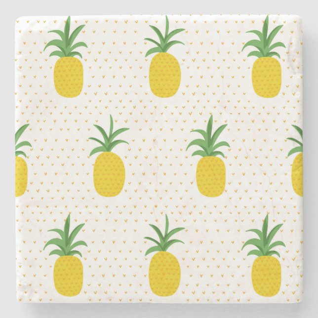 Dessous-de-verre En Pierre Ananas tropicaux d'or (Devant)