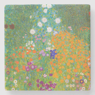 Dessous-de-verre En Pierre Ancien tableau de fleurs de jardin de campagne par