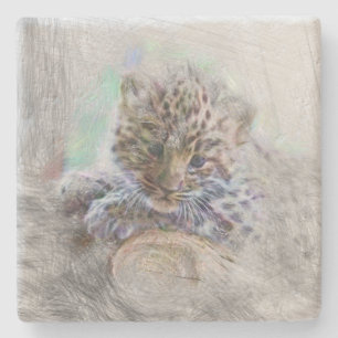Dessous-de-verre En Pierre animal artistique léopard