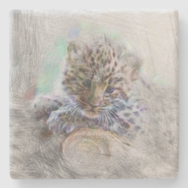 Dessous-de-verre En Pierre animal artistique léopard (Devant)