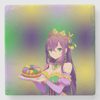 Dessous-de-verre En Pierre Anime Mardi Gras King cake
