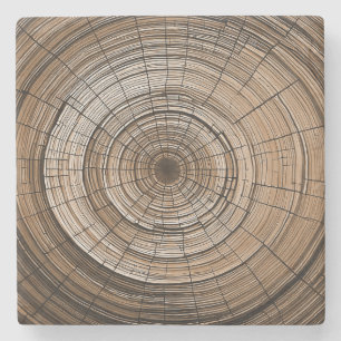 Dessous-de-verre En Pierre Anneau d'arbre rustique