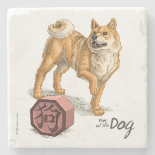Dessous-de-verre En Pierre Année du chien chinois Zodiac Animal Art