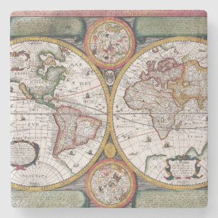 Dessous-de-verre En Pierre Antique vieille carte inspirée (12)