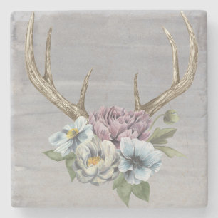 Dessous-de-verre En Pierre Antlers floraux de cerfs
