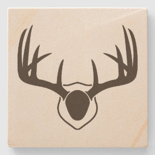 Dessous-de-verre En Pierre Antlers Rustiques De Cerfs Chasse Dessous de verre