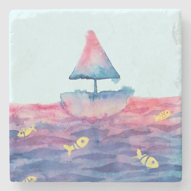 Dessous-de-verre En Pierre Aquarelle (Devant)
