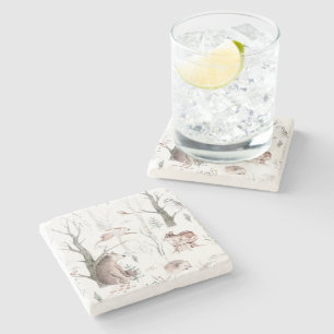 Dessous-de-verre En Pierre Aquarelle Animaux forestiers