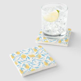 Dessous-de-verre En Pierre Aquarelle Citron jaune d'été