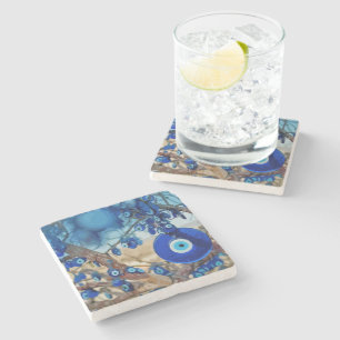 Dessous-de-verre En Pierre Aquarelle de l'arbre Décorée avec Nazars