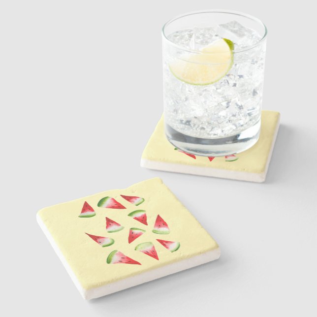Dessous-de-verre En Pierre Aquarelle de pastèque fruit mignon (Côté)