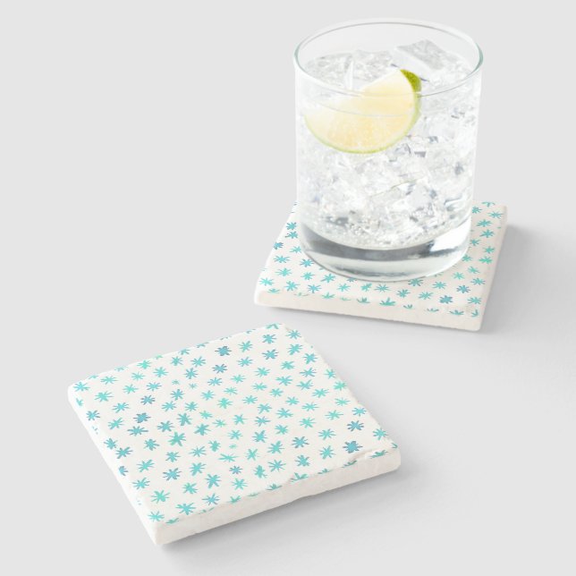 Dessous-de-verre En Pierre Aquarelle étoile - turquoise (Côté)