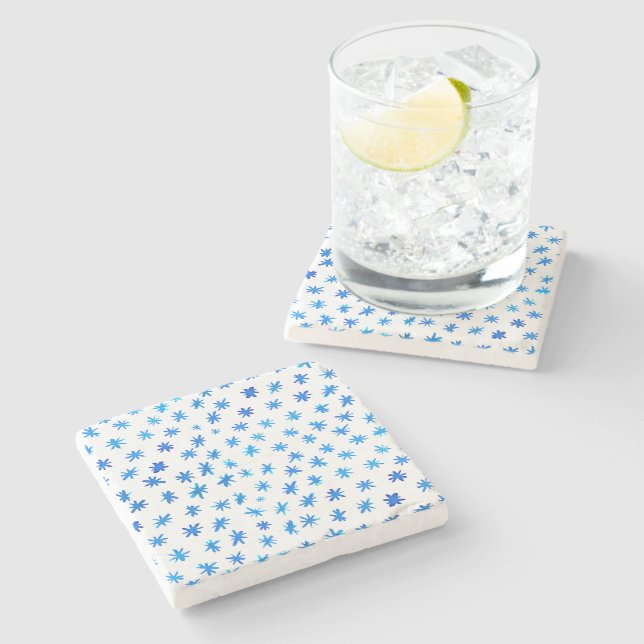 Dessous-de-verre En Pierre Aquarelle étoilée - bleu (Côté)