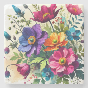Dessous-de-verre En Pierre Aquarelle gras Floral