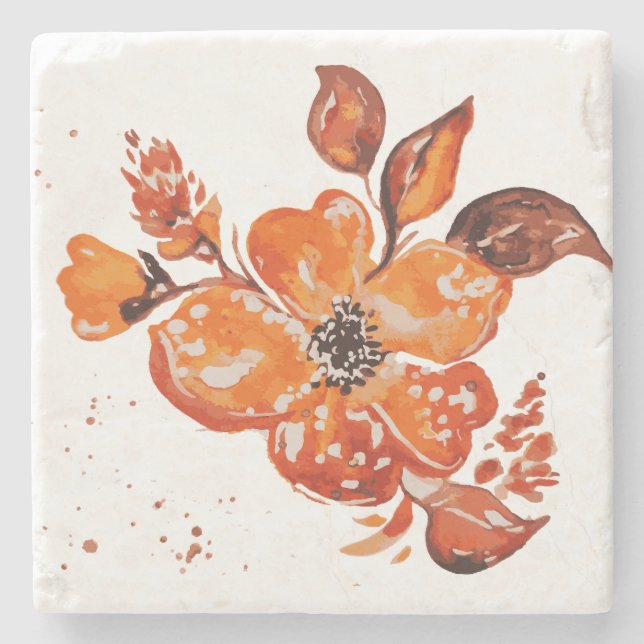 Dessous-de-verre En Pierre Aquarelle orange miroir compact (Devant)