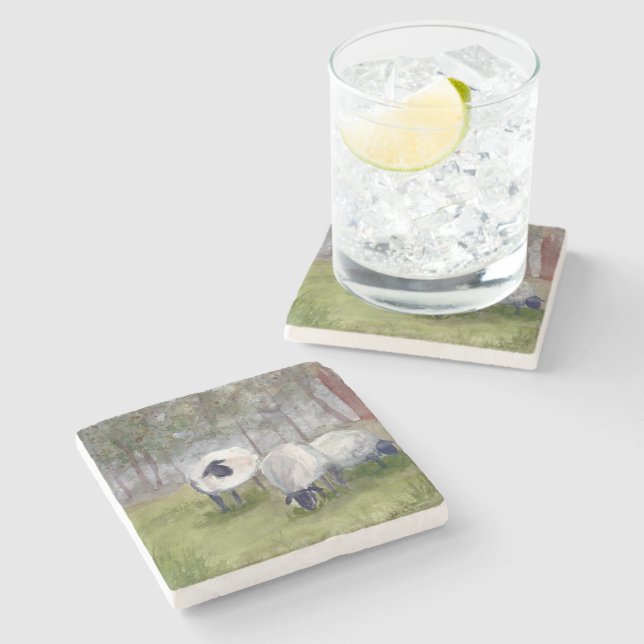 Dessous-de-verre En Pierre Aquarelle rustique (Côté)
