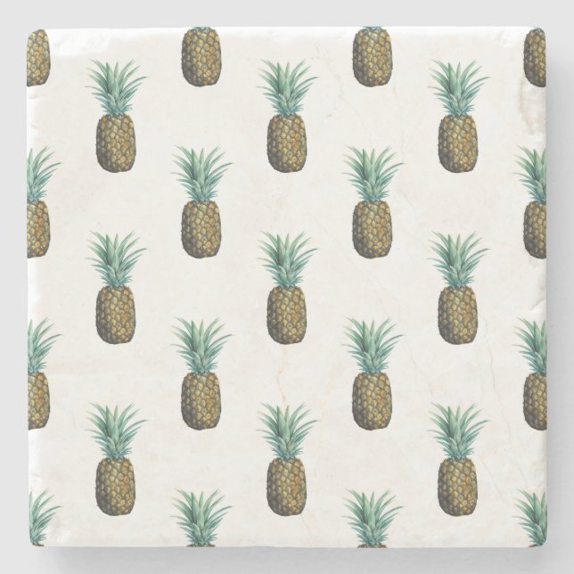 Dessous-de-verre En Pierre Aquarelle tropicale à ananas (Devant)