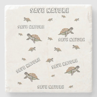 Dessous-de-verre En Pierre Aquarelle Turtle Sauver la nature