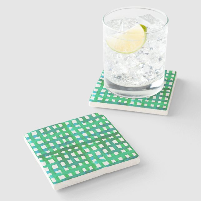 Dessous-de-verre En Pierre Aquarelle - vert (Côté)